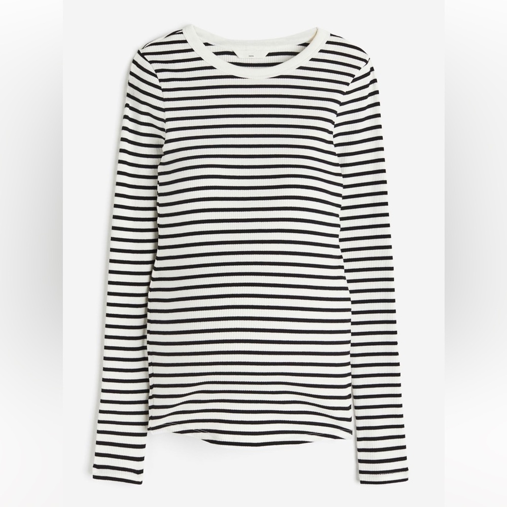 H&M maternity ribbed striped long sleeve shirt